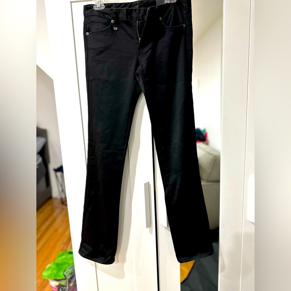 Armani Exchange black silky-like denim